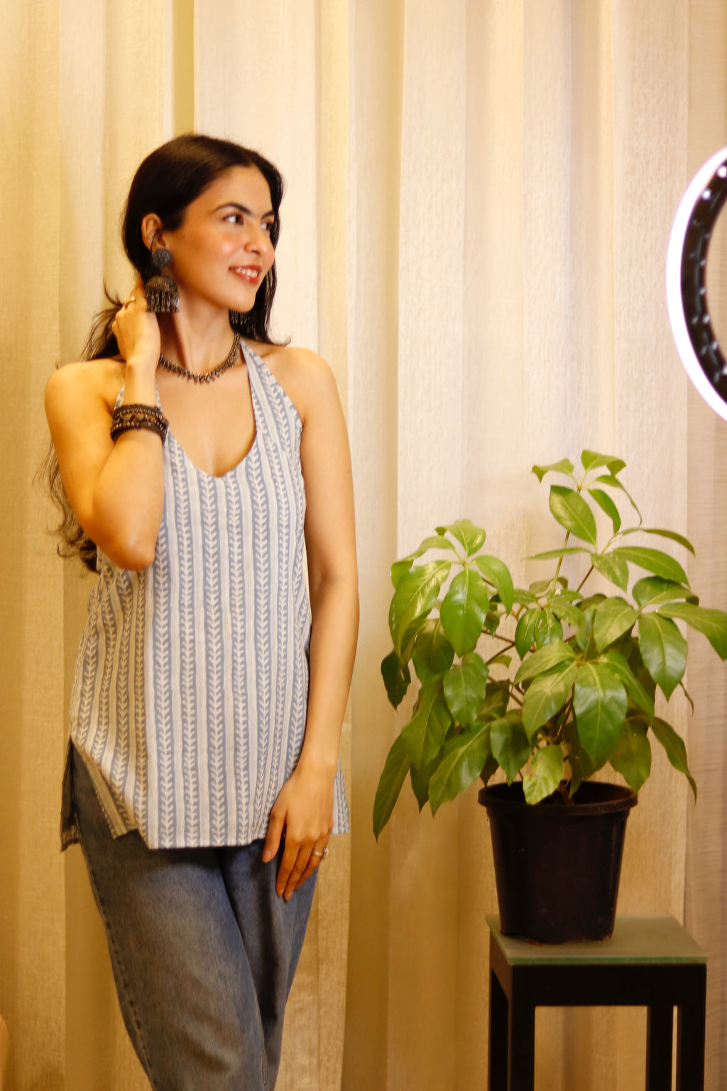 NISH HALTER NECK CORSET KURTI