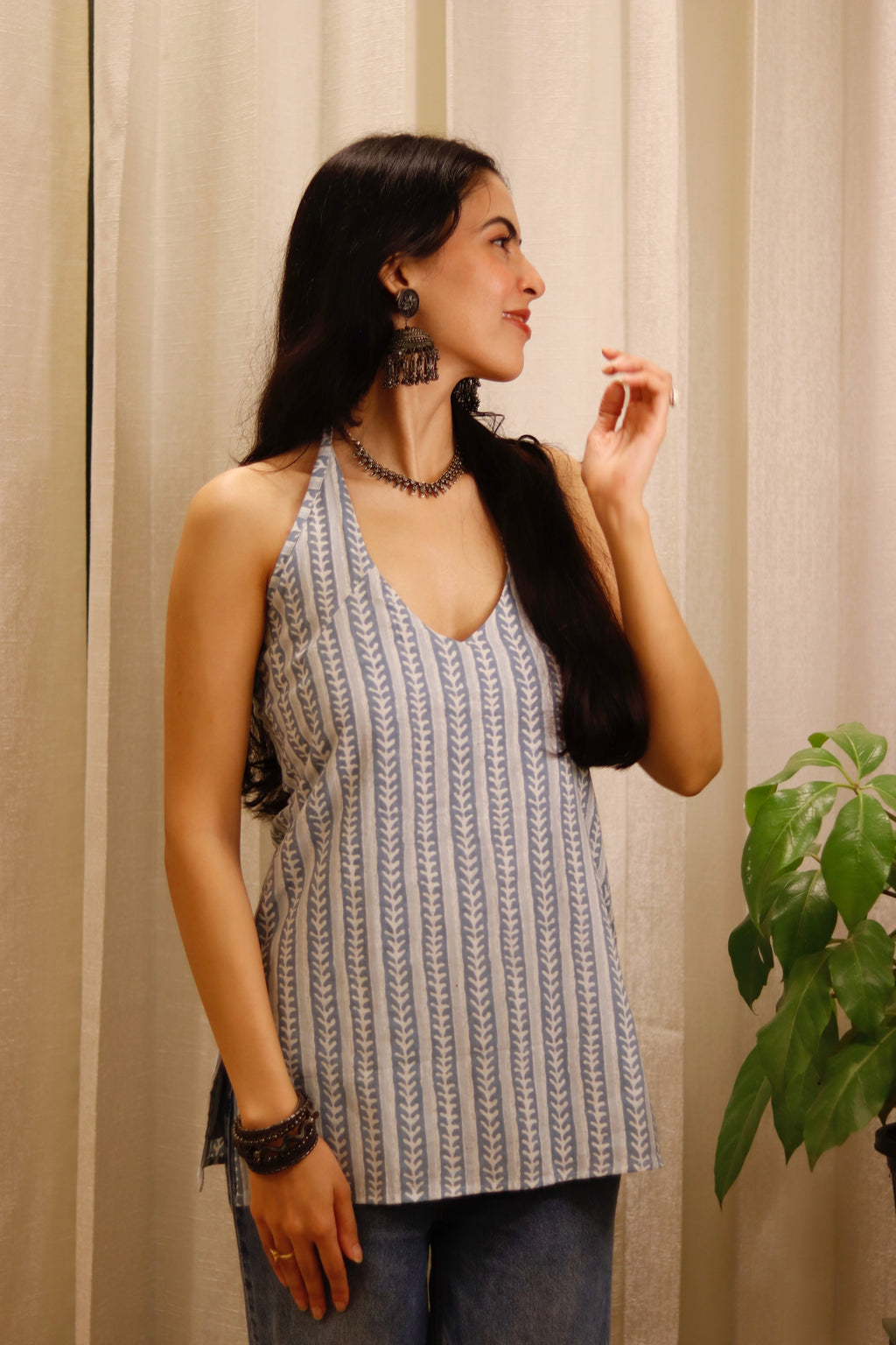 NISH HALTER NECK CORSET KURTI